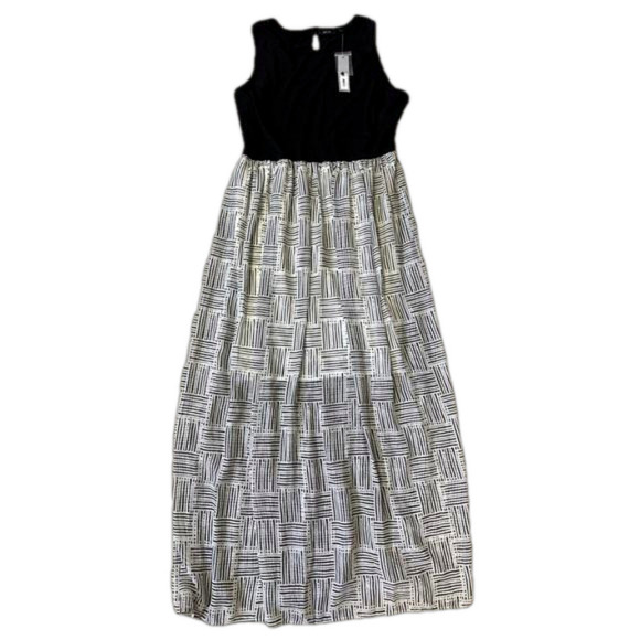 NWT Apt 9 maxi dress black and white size large - Picture 1 of 5